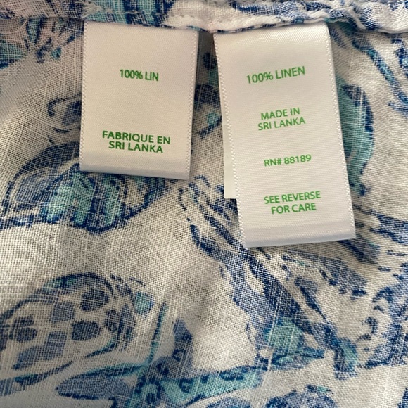 Lilly Pulitzer Women's Sea View Linen Button Down Top - Extra Large - Picture 7 of 8